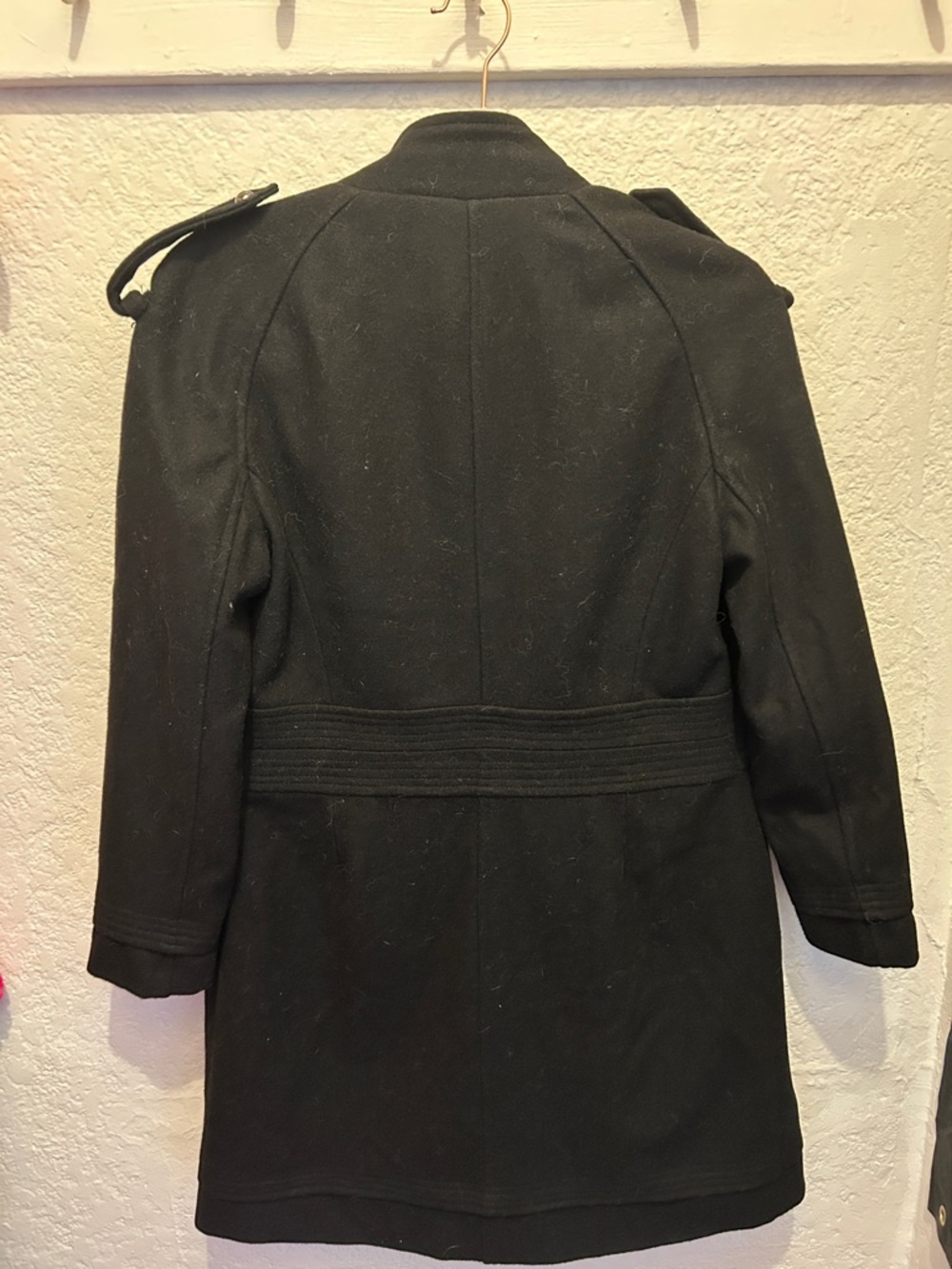 Vertigo Paris Black Military-Style Wool Blend Pea Coat - Picture 6 of 6
